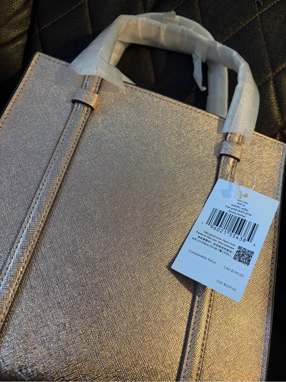 kate spade metallic rose gold tote